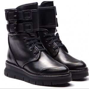 Geox Respira Porthya Leather Platform Combat Books‎ -- EU 36.5 -- US 6